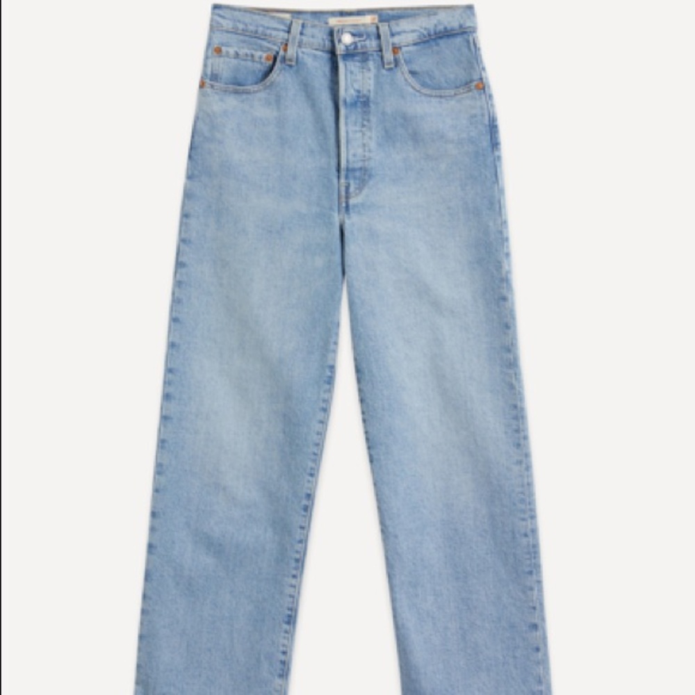 Levi’s Ribcage Straight Ankle in Medium Indigo Worn In/Tango Gossip
